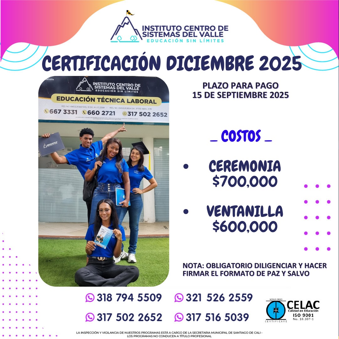 Tabla de valores y costos